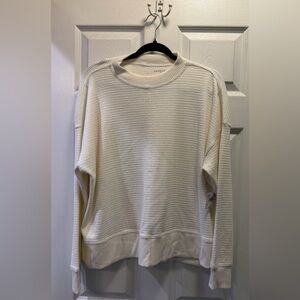 American Eagle Outfitters Women's Cream Waffle Sweater